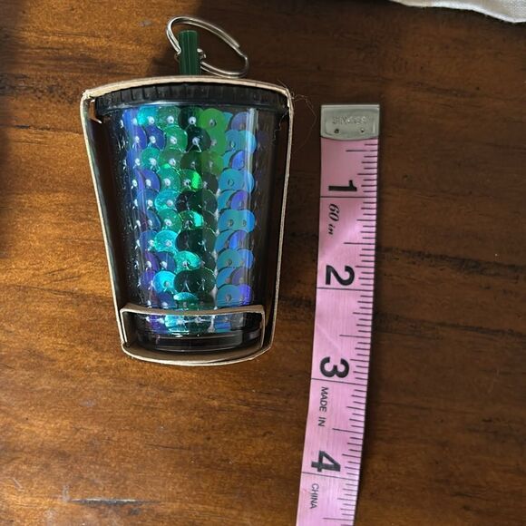Starbucks Europe 2022 Mini Sequined Tumbler Cold Cup Key Chain Ornament NEW - Picture 6 of 7